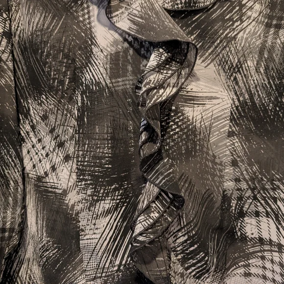 Chico's Sheer Black White Bell Sleeves Size 1 Ruffled Blouse Y2K 90s Artsy - Picture 3 of 9